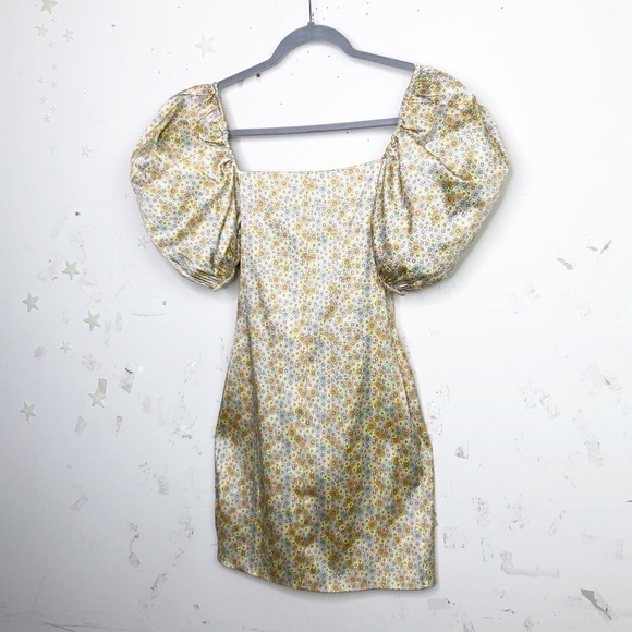𝅺Zara satin floral puffed sleeve mini dress - Picture 9 of 16